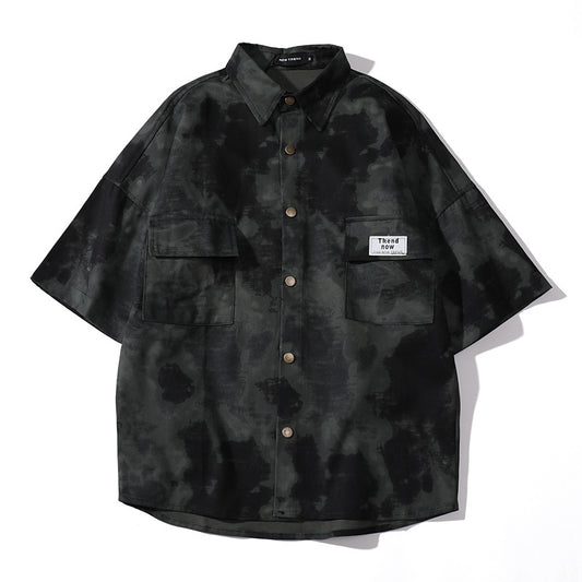 Tie Dye Printed Short Sleeved Shirt Loose Fit for Men and Women