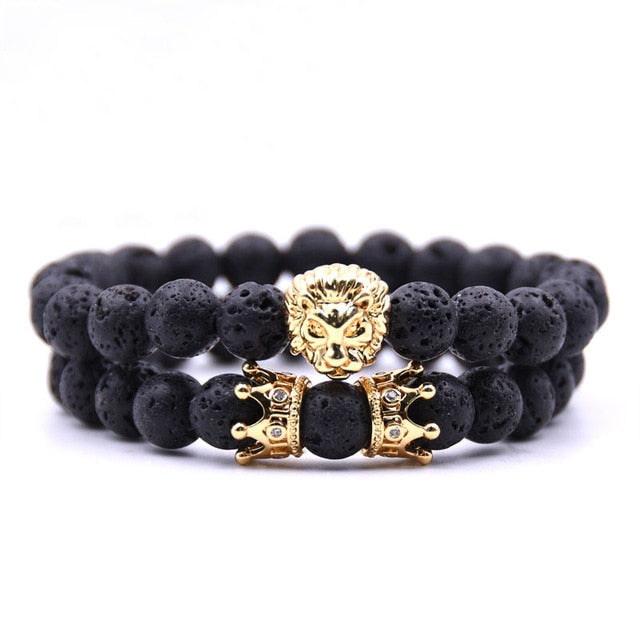 King Lion Bracelet - Crown Charm Bracelet