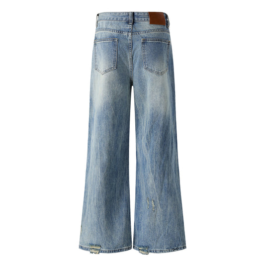 Ripped Wide-Leg Floor Pants - Premium Japanese Denim