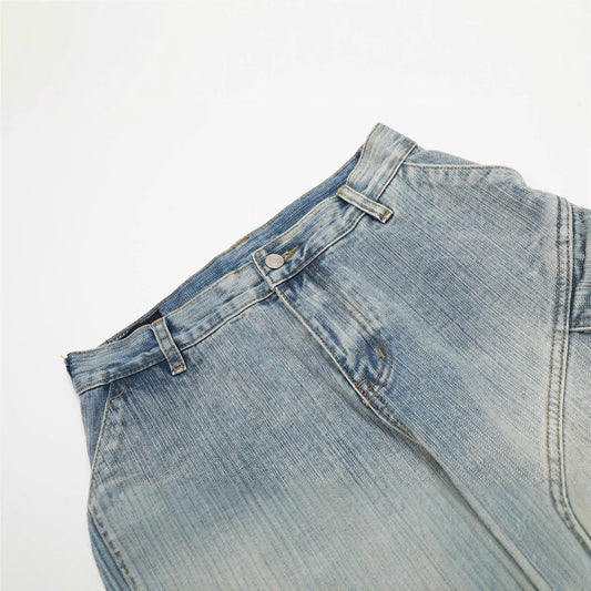 Men's Jeans, Patchwork Bleached Wide Leg Casual Loose Fit Pants