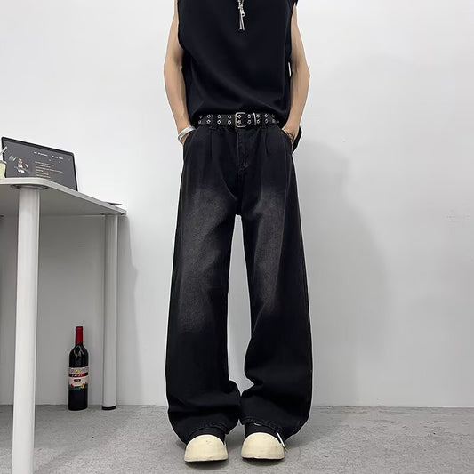 Water Washed Versatile Men's Loose Straight Leg Jeans