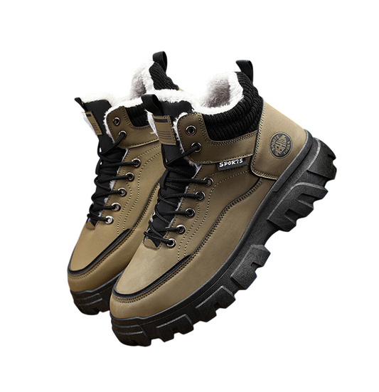 Men's Winter Suede High Top Boots - Workwear Shoes with Thick Sole