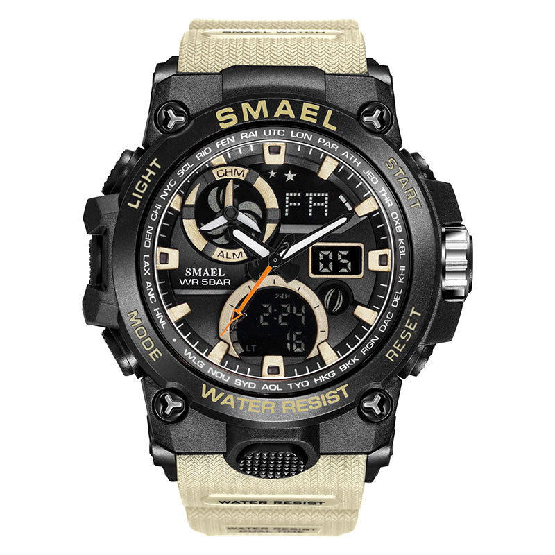 Men's Rugged Waterproof Sports Watch w/Dual Time