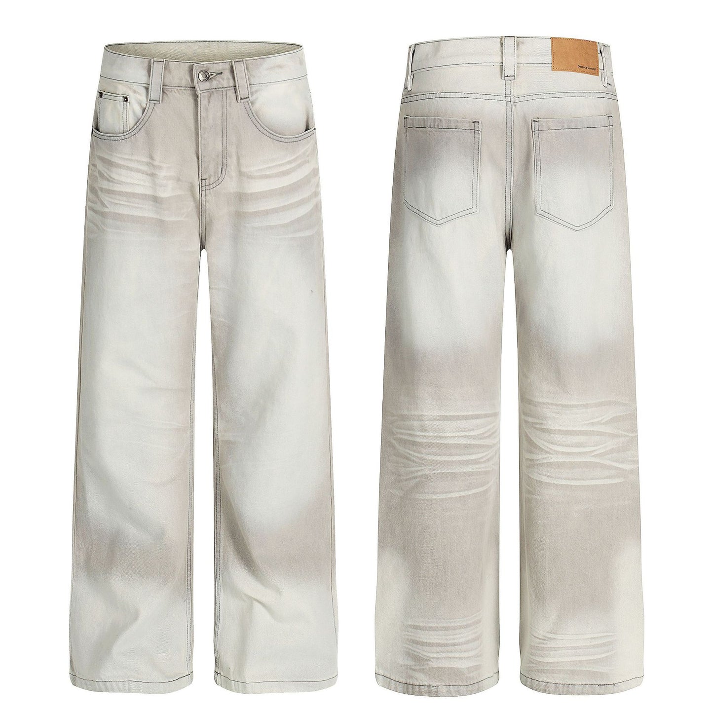 Vintage Unisex Washed Nostalgic Color High-End Design Men's Loose Straight-Leg Jeans