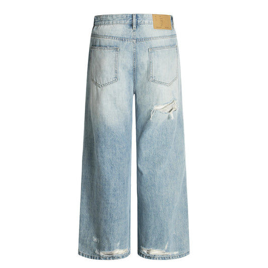 Men's Distressed Gradient Denim Straight Leg Pants