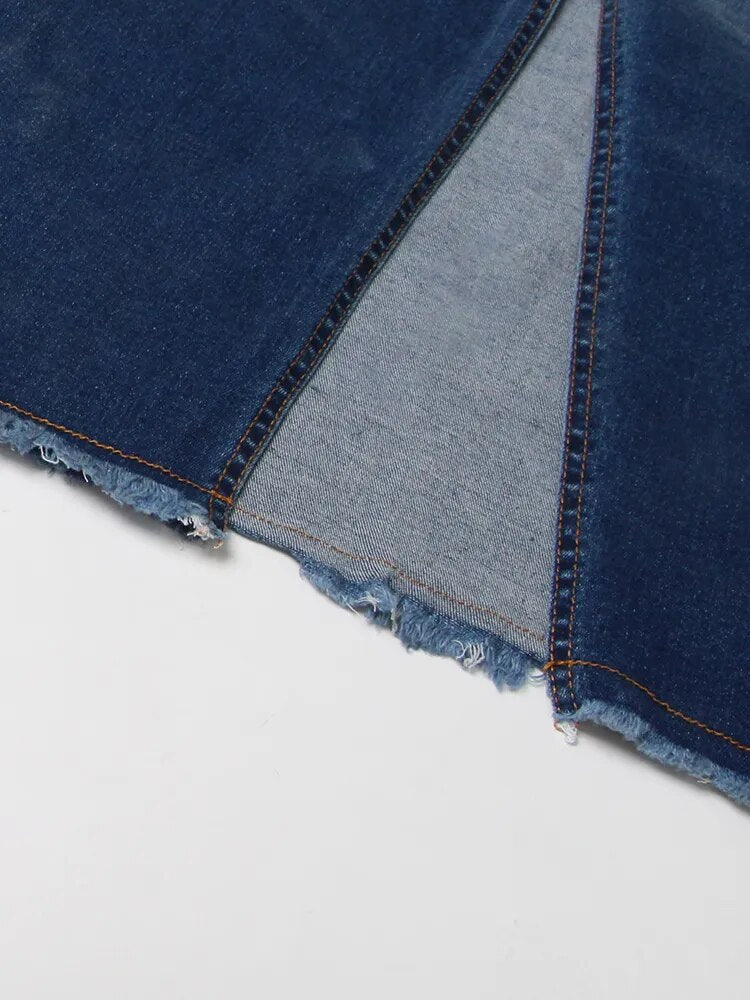 Women's High-Waisted Ombre Denim Summer Skirt - A-Line Design