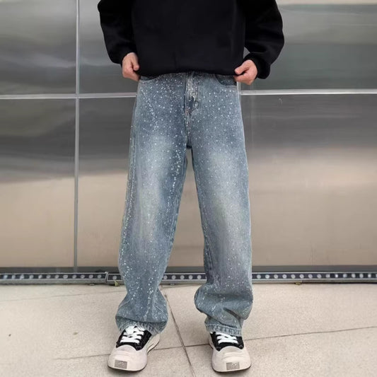 Straight Mid-Waist Blue Denim Pants — Unisex