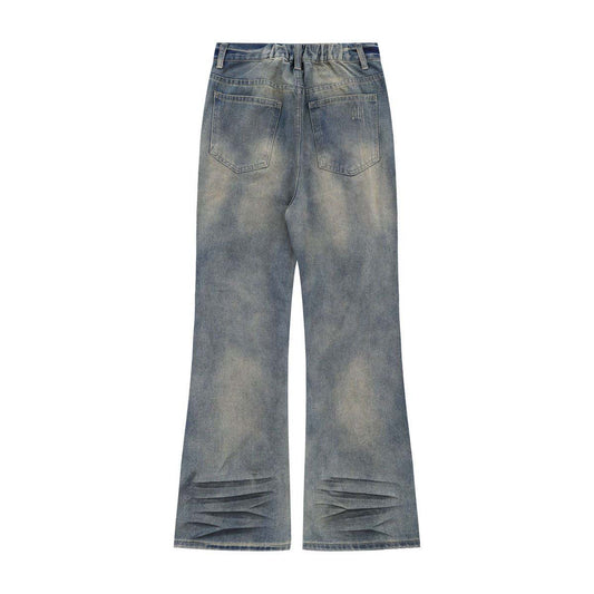 Retro Washed Faded Flared Denim Pants - Unisex Loose Wide Leg Trousers