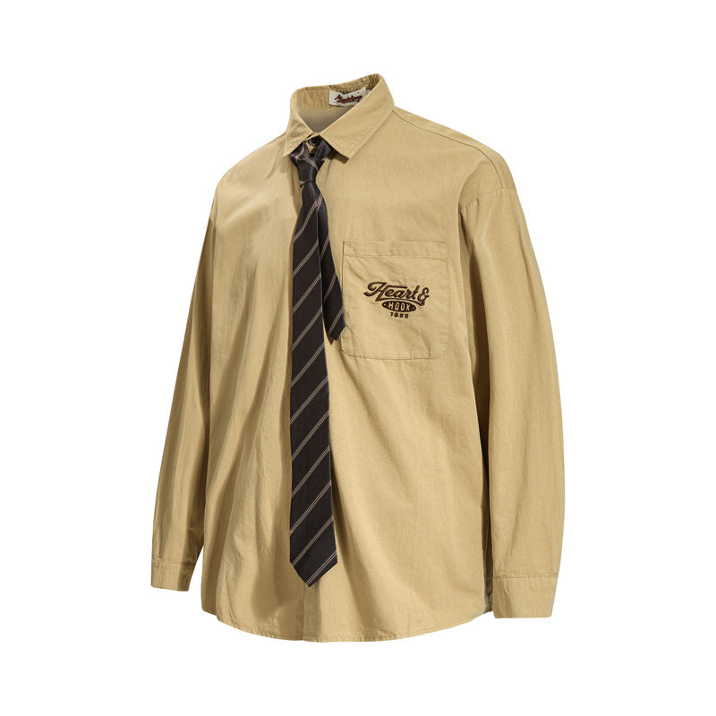 Washed Vintage Long Sleeve Shirt for Men and Women