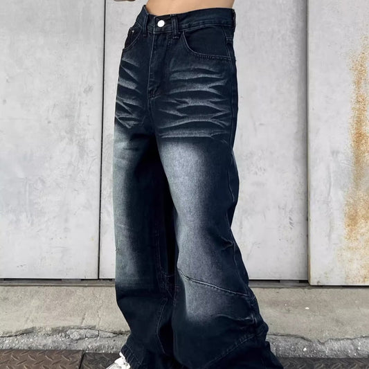 Vintage Washed Niche Deconstructive Design Jeans