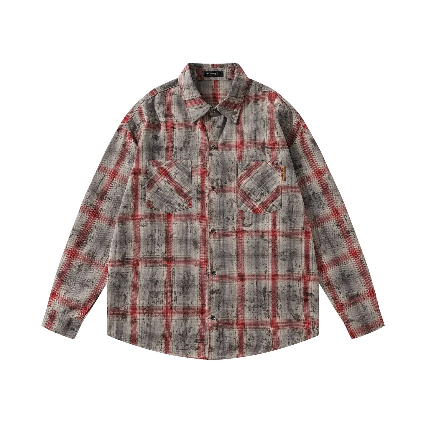 Vintage Plaid Long Sleeve Shirt Men Loose Casual Couple Shirt Jacket
