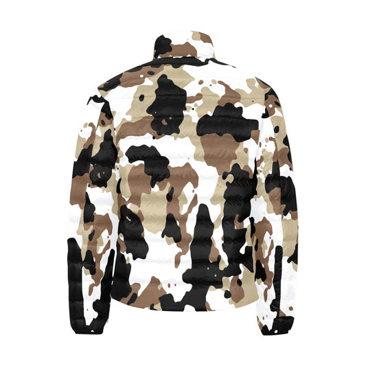 Brown Cow Camo Puffer Bomber Jacket