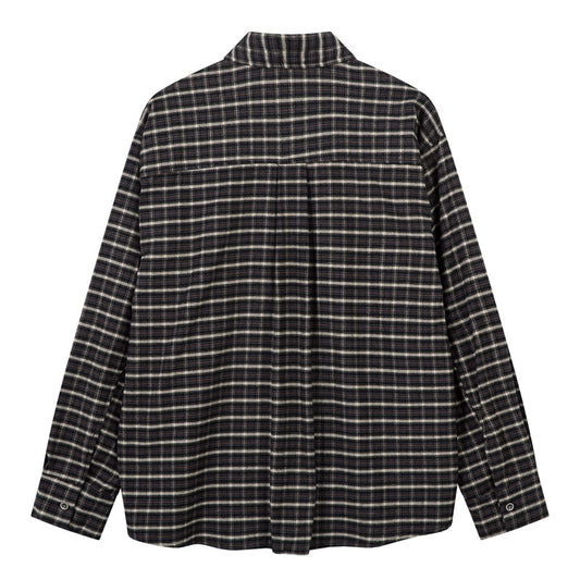 Plaid Casual College Style Color Block Design Long Sleeve Shirt for Men - Vintage All-Match Couple Jacket