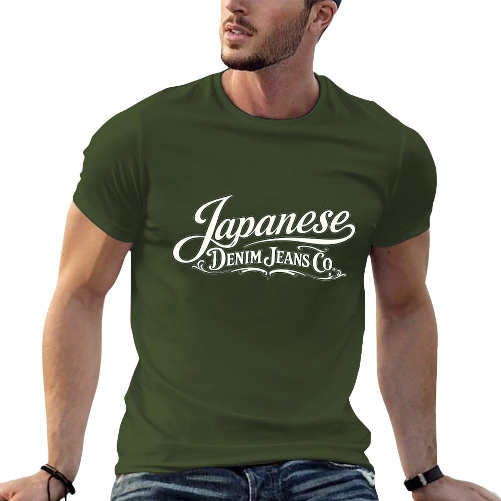 Japanese Denim Jeans Co. Men's Short Sleeve Cotton T-Shirt - Army Green