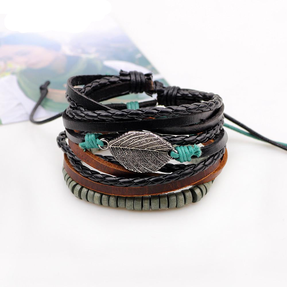 Leather Bracelet 3-piece Set