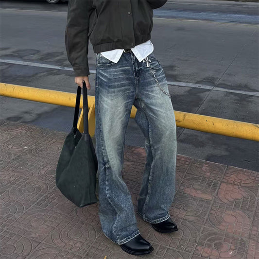 Washed Denim Bell Bottoms For Men – Flared Cotton Jeans (Mid-Rise)
