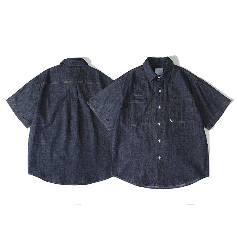 Washed Denim Short Sleeved Workwear Shirt