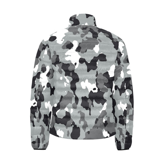 Gray Camo Men's Puffer Bomber Jacket
