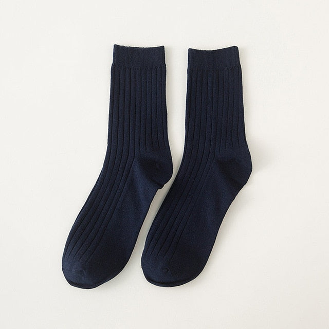 Men's Solid Color Cotton Crew Socks