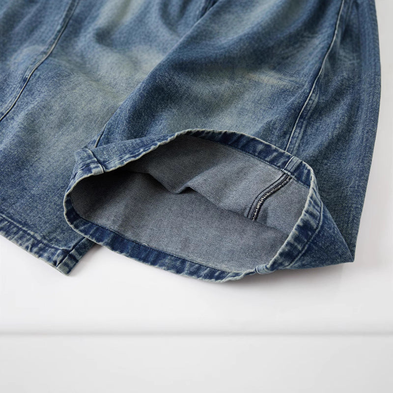 Wide-Leg Denim Shorts for Men and Women - Summer Loose Straight Leg Five-Point Pants