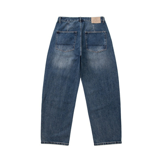 Cat-Scratch Structured Cut Casual Versatile Washed Denim Pants for Men