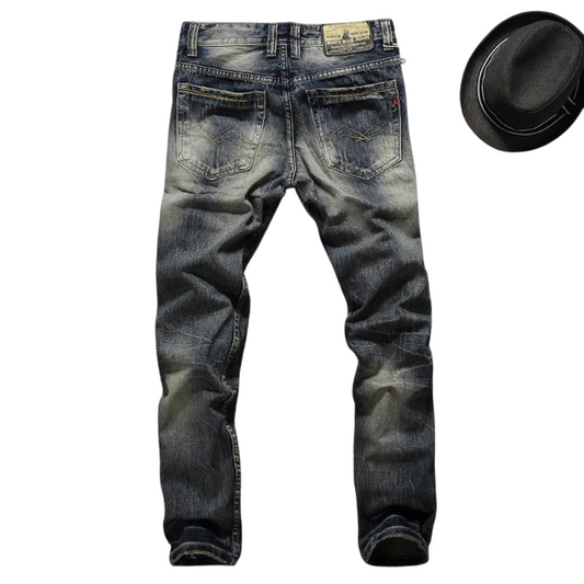 Men's Vintage Retro Slim Fit Ripped Jeans