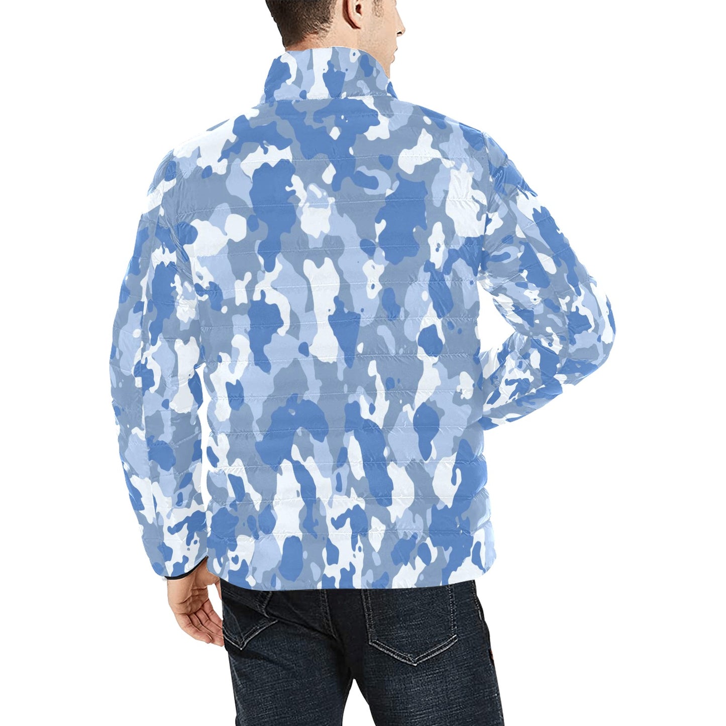 Light Blue Camo Puffer Bomber Jacket