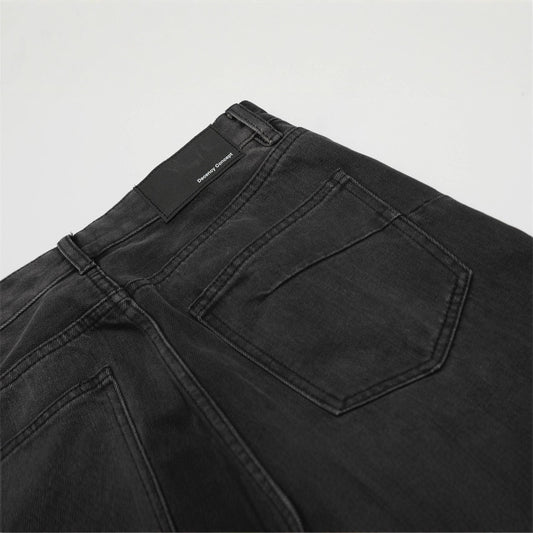 Men's Jeans Washed Black Cat-Whisker Brand Loose Fit Versatile Men's Pants