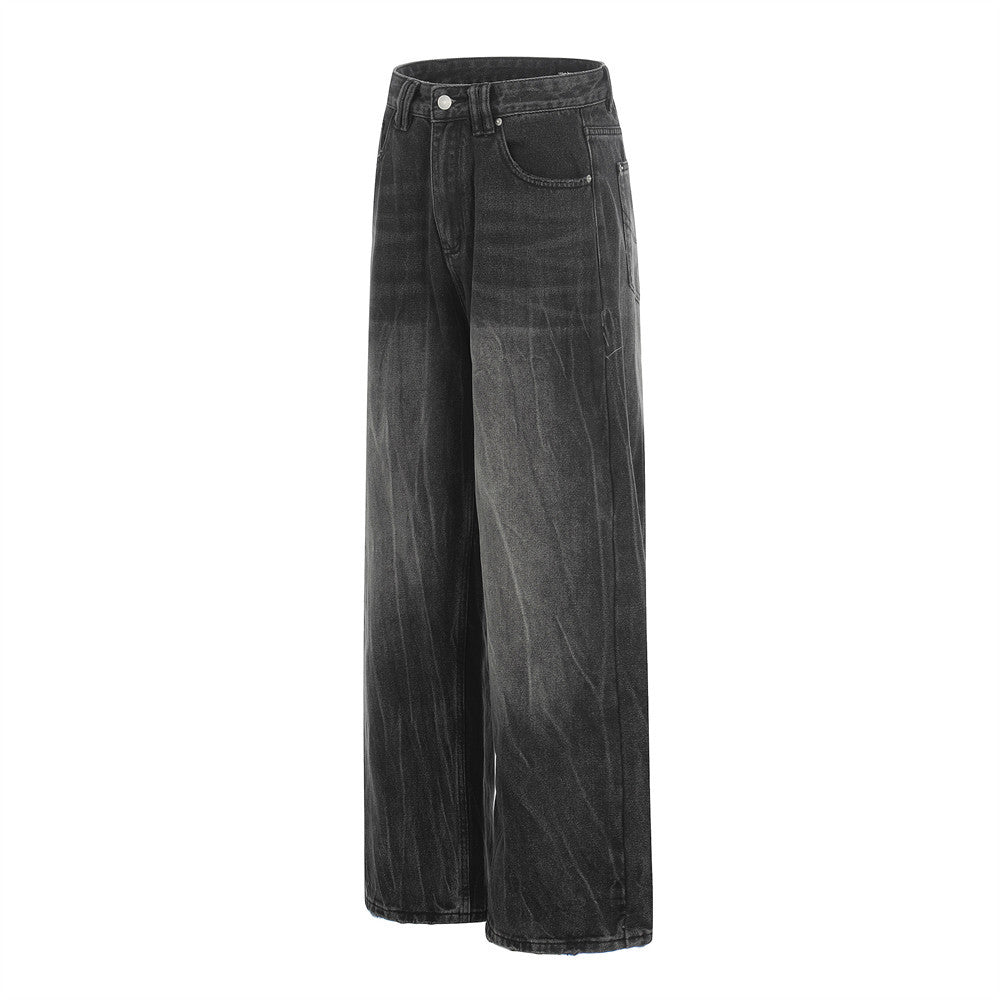 Whitewashed Denim Wide Leg Pants