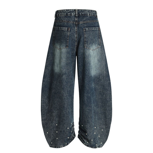 Wash Denim Jeans Wide Leg Pants for Men