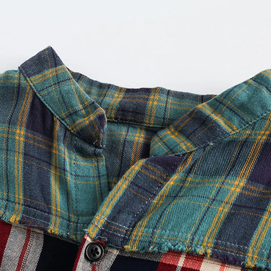 Broken Patchwork Plaid Shirts for Men