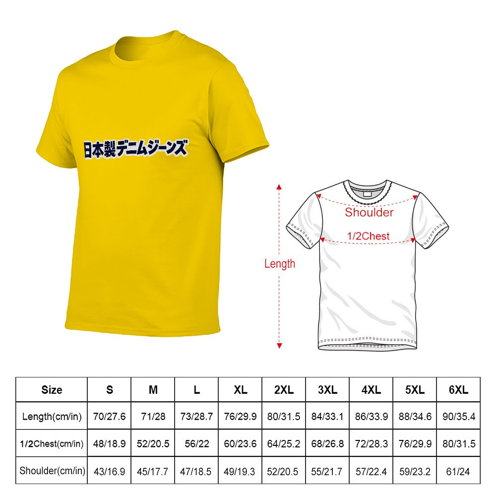 Yellow Japanese Denim Jeans Men's Short Sleeve Cotton Tee