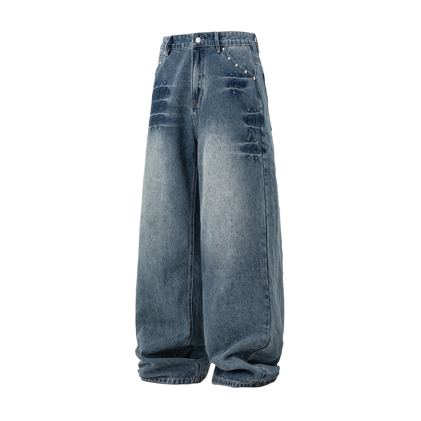 Men's Washed Denim Jeans - Graphite Grey & Blue