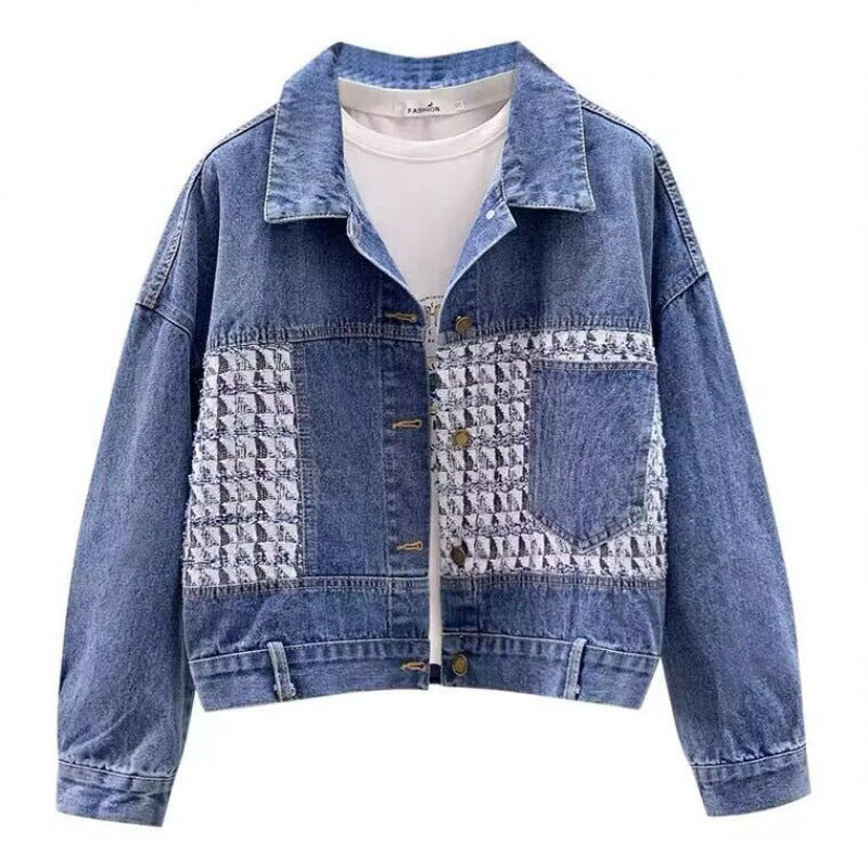 Loose and Stylish Patchwork Korean Denim Top