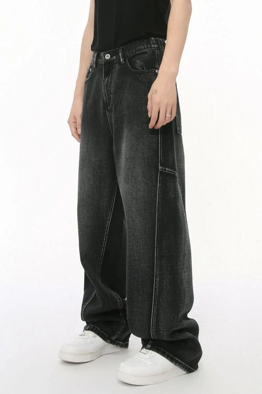 Panelled Straight Leg Jeans - Japanese Denim