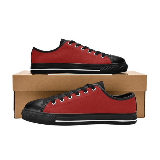 Canvas Low Top Men's Shoes - Dark Red