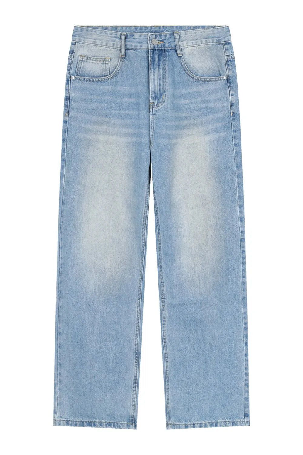 Washed Mid Rise Jeans with Pockets
