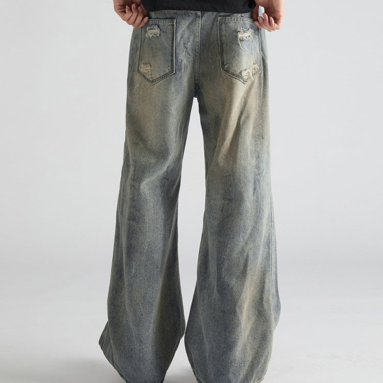 Premium High Street Dirty Dyed Washed Denim Jeans for Men