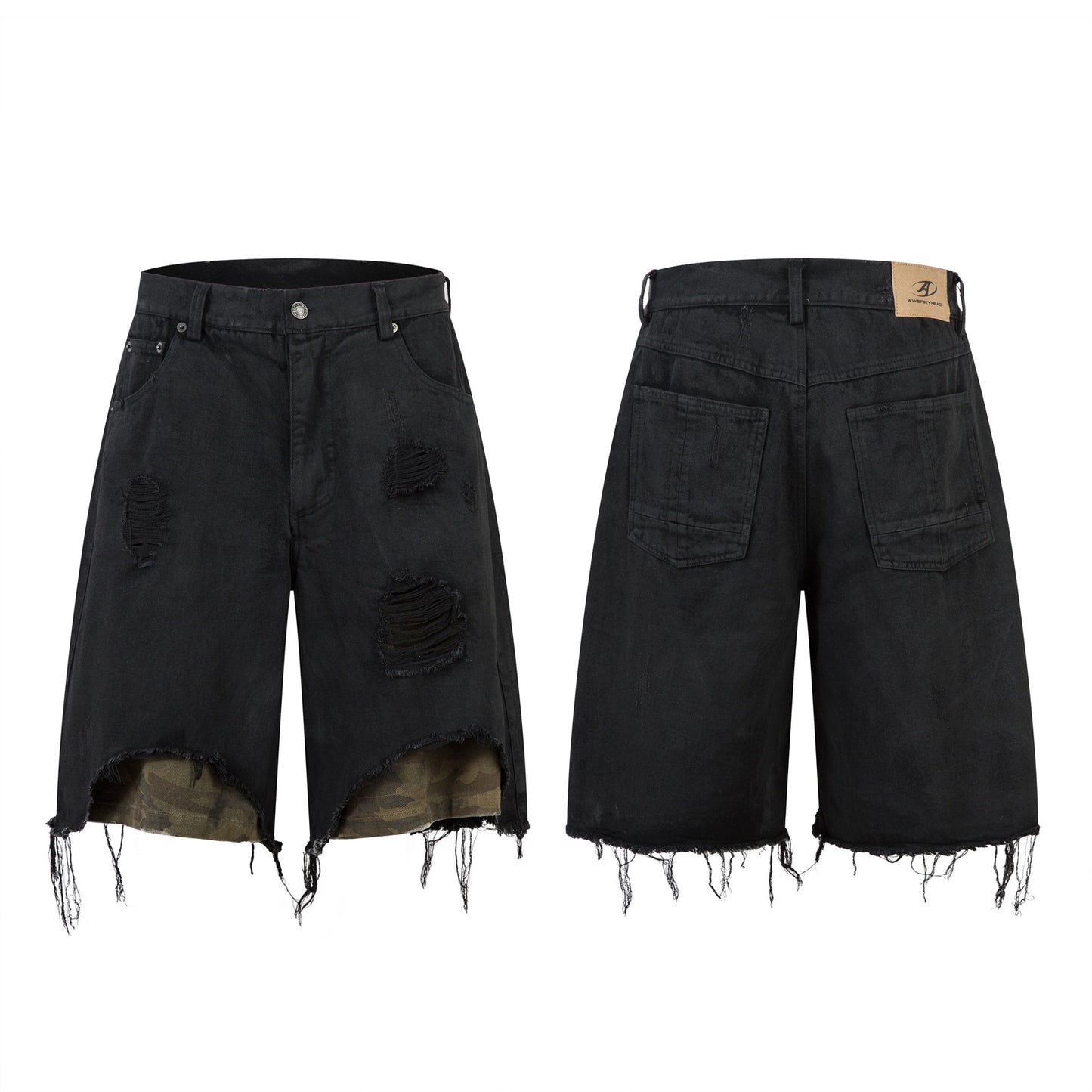 Men's Retro Distressed Wide Leg Denim Pants