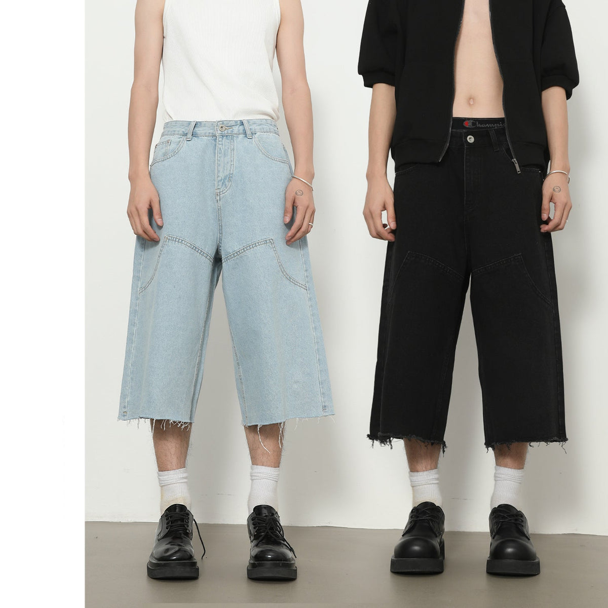 Wide-Leg Loose Seven-Quarter Jeans
