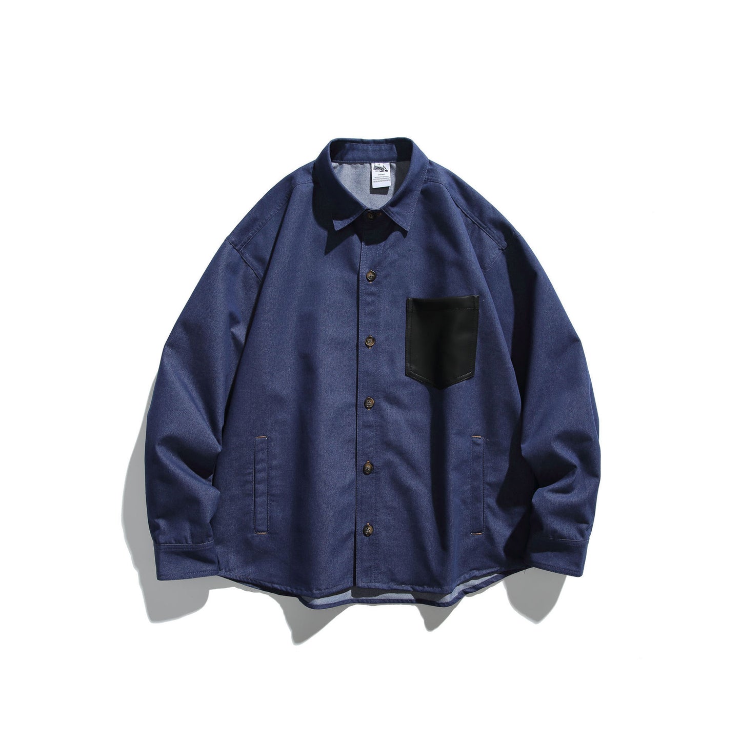 Color Blocked Pocket Denim Shirt - Casual Long Sleeve Jacket