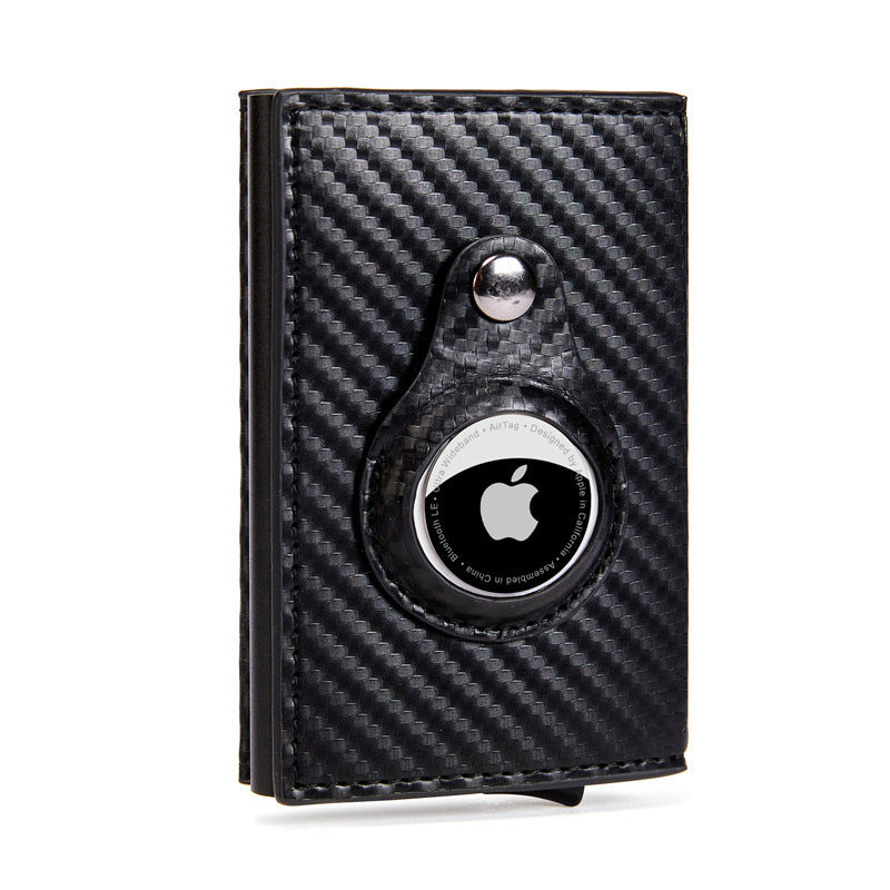 Carbon Fiber Pattern Magnetic Card Wallet - Airtag Slot