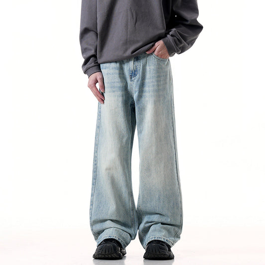 Water-Washed Simple Slimming Loose Wide-Leg Long Pants
