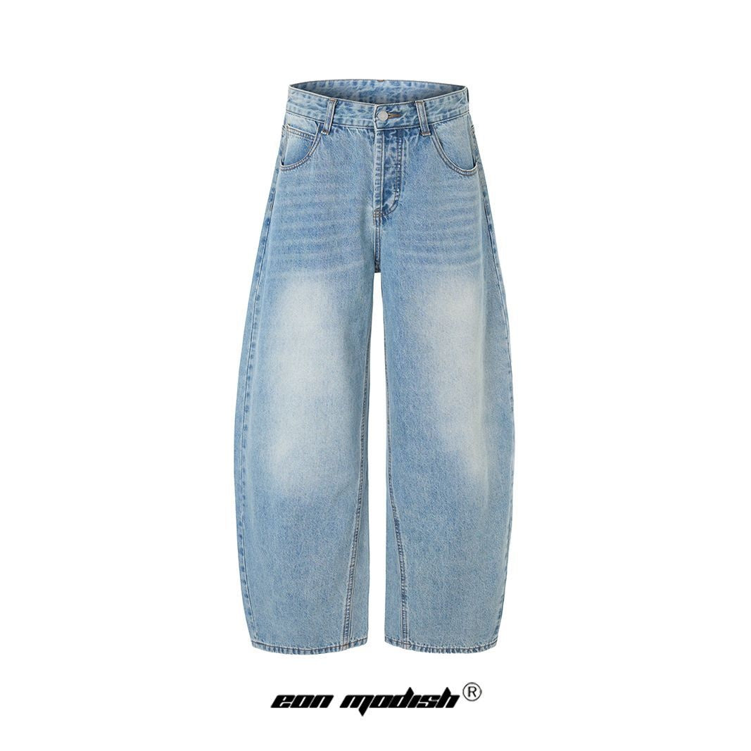 Washed Tapered Denim Long Pants in