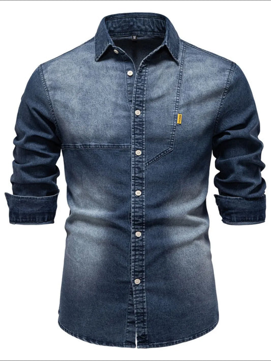 Men's Button Down Collared Neck Denim Shirt