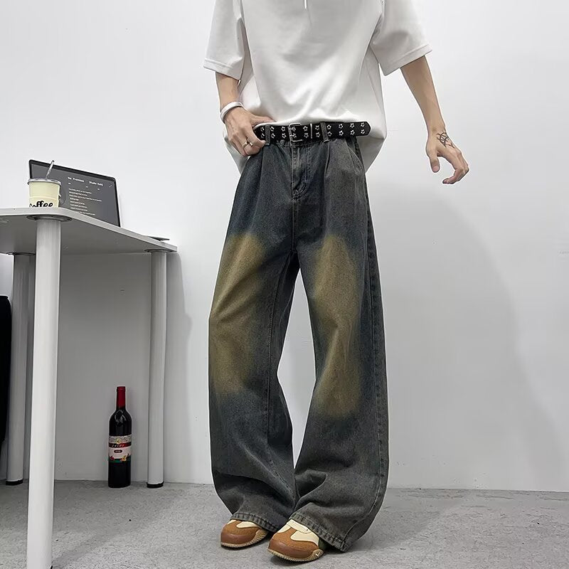 Water Washed Versatile Men's Loose Straight Leg Jeans