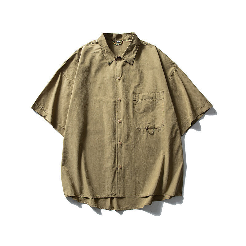 Solid Color Minimalist Short Sleeved Shirt