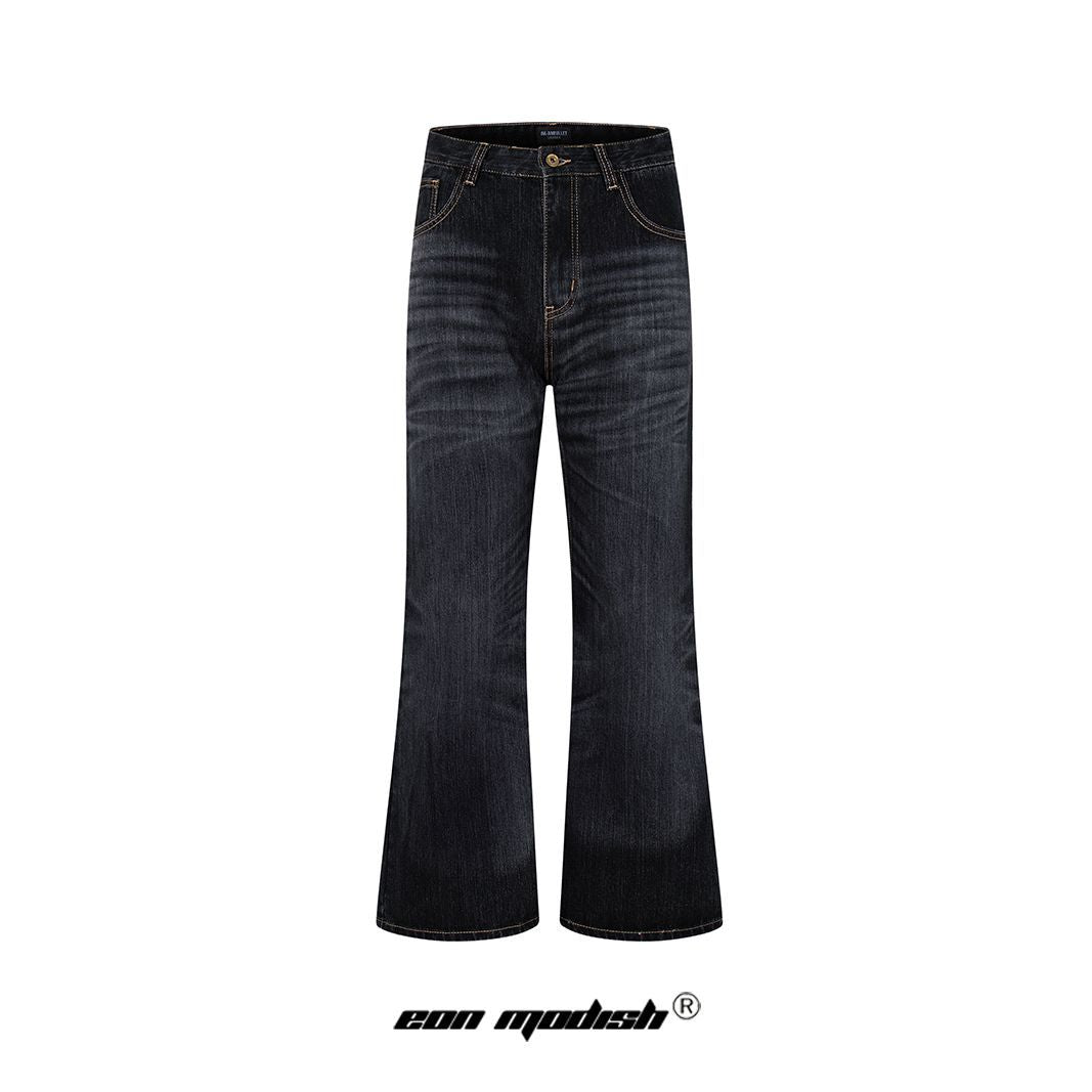 Washed Vintage High-Quality Flared Denim Trousers