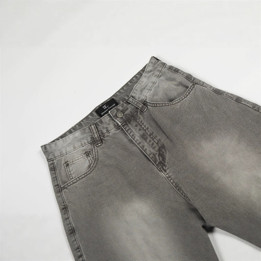 Retro Men's Pants, Distressed Washed Flared Tapered Jeans, Loose Wide Leg Casual Pants for Men