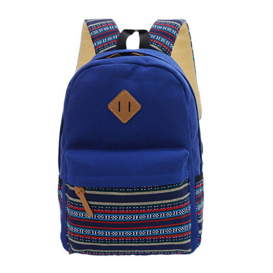 Canvas Backpack Durable School Bag With Metal Accents